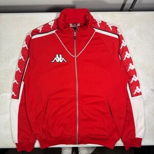Vintage Kappa Track Jacket Mens XL Full Zip Red Long Soccer Futbol Euro Y2K